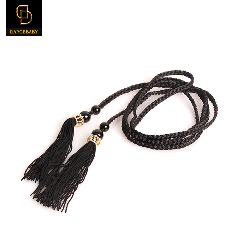 

Детский плетеный пояс с бахромой