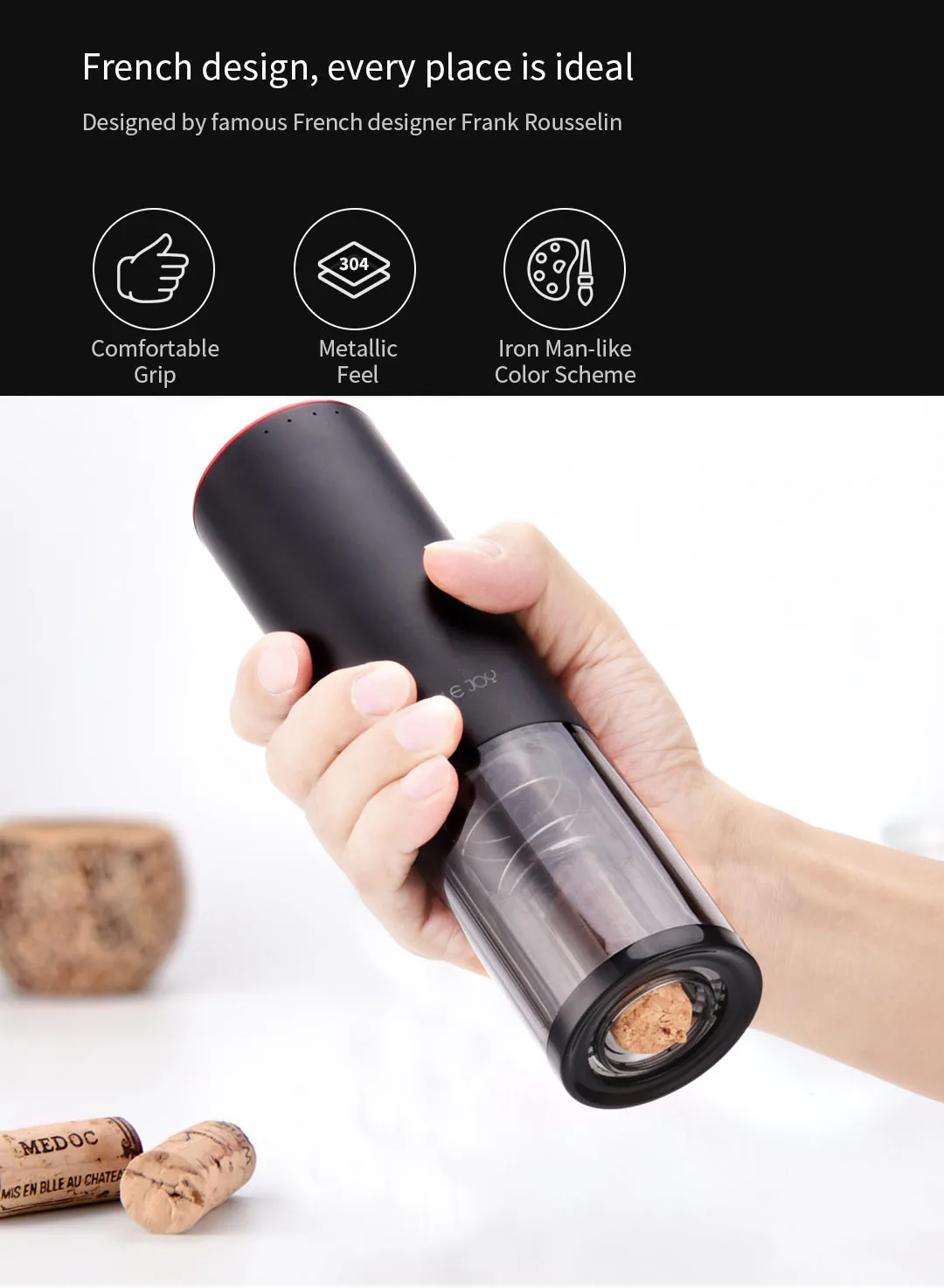 YOUPIN Circle Joy cj-ekpq02 usb зарядка Автоматическая электрическая открывалка для бутылок из нержавеющей стали штопор черный