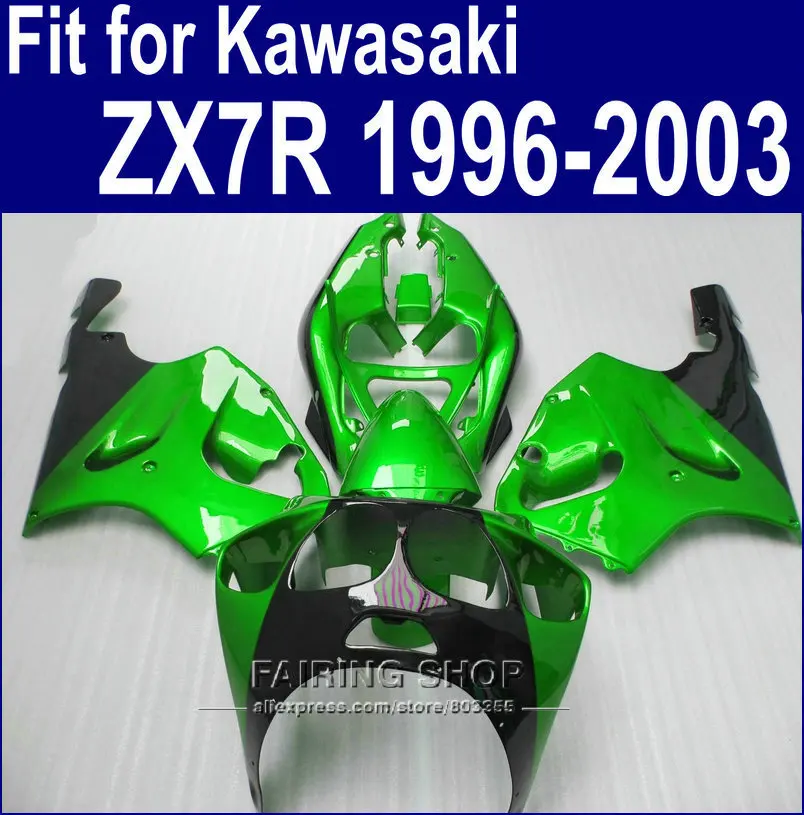 Зеленый Металлик Обтекатели для Kawasaki ninja ZX7R 1996 1999 1998 2001 2002 2003 (по индивидуальному