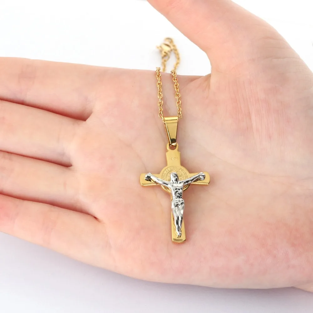 Цвета: золотистый серебристый Цвет INRI Jesus колье с подвеской в виде креста женский