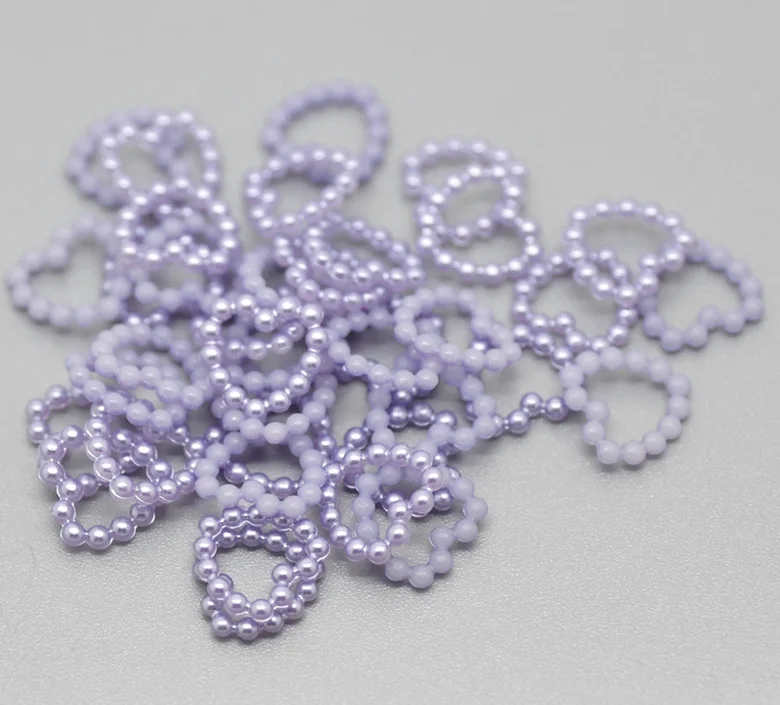 Акриловая фурнитура для украшений в виде сердца с фиолетовым узором горошек 11 мм