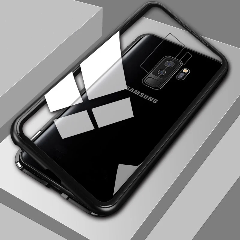 Metal Magnetic Adsorption Phone Cover For Samsung Galaxy S7 Edge S8 S9 S10 5G Plus Note 9 8 J4 J6 J8 A7 2018 C7 Glass Cases | Мобильные
