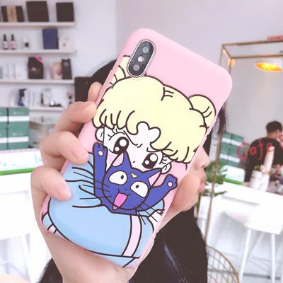 SAM S10 plus милый Сейлор Мун чехол для телефона для samsung Galaxy S10/S10e/S9 plus/S9/S8 розовая девушка мягкая задняя крышка Капа Coque - Цвет: As shown in