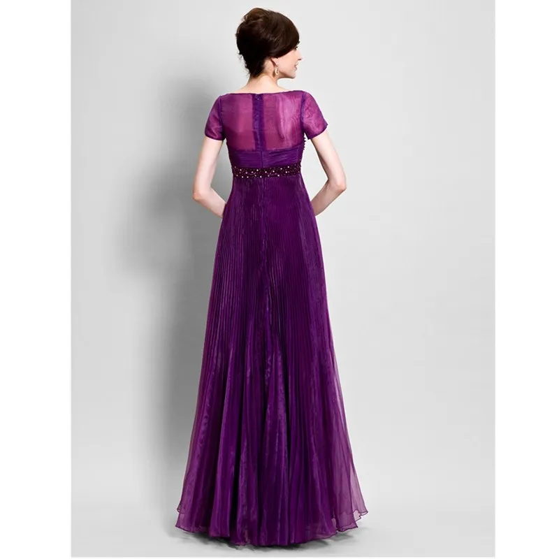 LAN TING BRIDE A-Line V Neck Floor Length Organza Mother of the Bride Dress with Beading Appliques Pleats Ruched | Свадьбы и