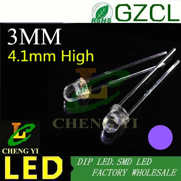 395 400НМ 3 мм круглый светодиод 0 5 в 4 1 короткая головка uv dip LED (CE & Rosh)|dip led|round ledled round |