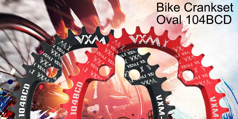 Велосипед vxm Crank 104BCD круглый Овальный 32 T 34 T 36 T 38 T цепь узкая широкая MTB дорожный велосипед одна кривошипная система со звездочкой черный/красный