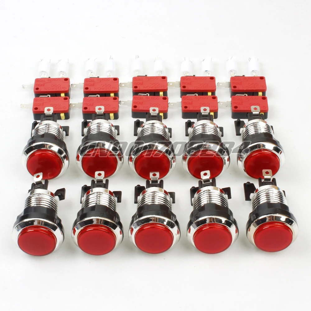 Новые 10 кратные хромированные Серебристые 30 мм светодиодные светящиеся кнопки с