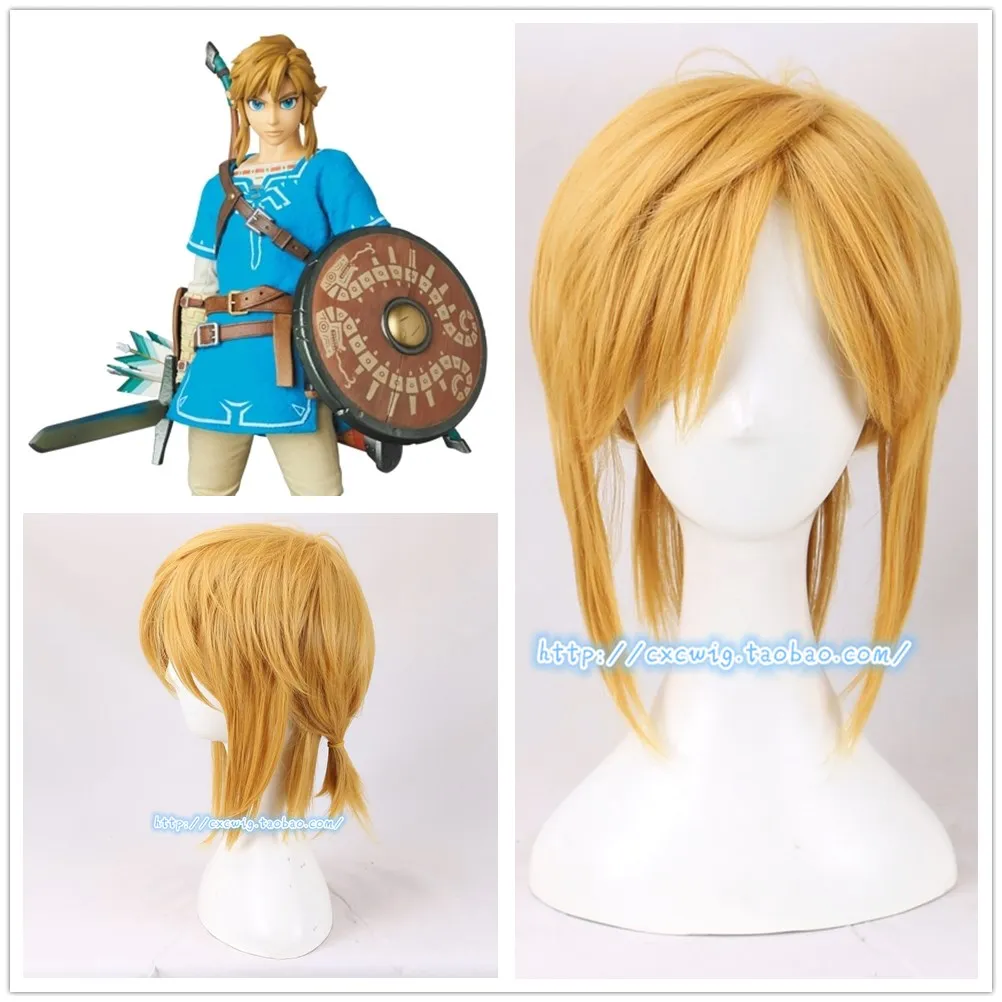 Legend of Zelda Link Косплей золотой парик Блонд Волосы конский хвост ролевые игры пледы с бесплатной шапочкой для волос