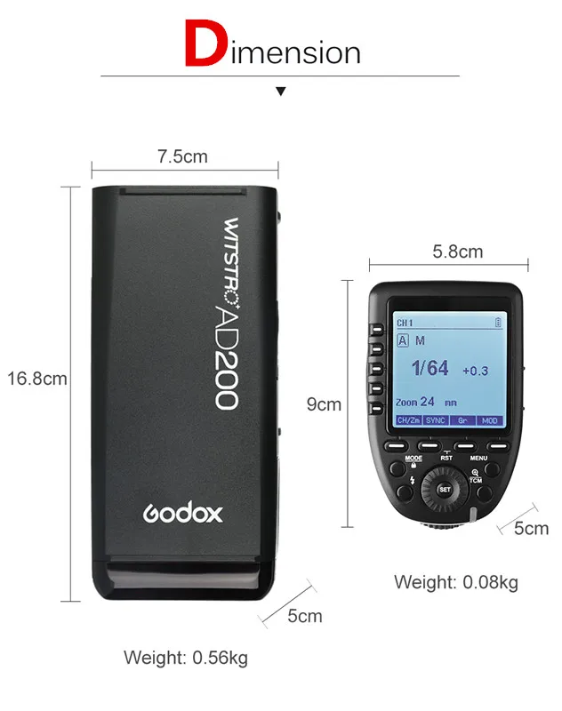 Вспышка Стробоскоп Godox AD200 200Ws TTL GN60 HSS встроенная беспроводная система X 2 4G