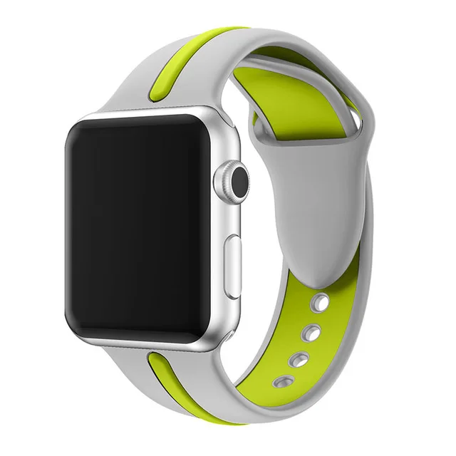 gary-cyan Силиконовый ремешок JANSIN для apple watch series 5 4 3 2, спортивный ремешок для iwatch 38 мм/42 мм/40 мм/44 мм, цветной ремешок для замены - Цвет ремешка: gary-cyan