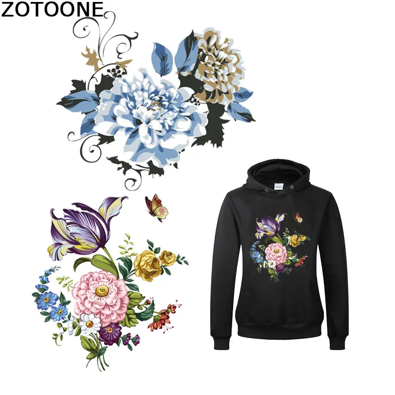 ZOTOONE полоски для одежды с цветочным принтом переноса утюгом нашивки аппликация