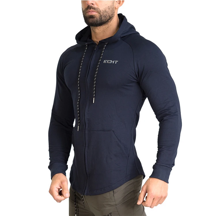 navy blue BIAOLUN осень зима мужская спортивная одежда для фитнеса бега баскетбола толстовки с длинным рукавом спортивная толстовка на молнии куртки высокого качества - Цвет: navy blue
