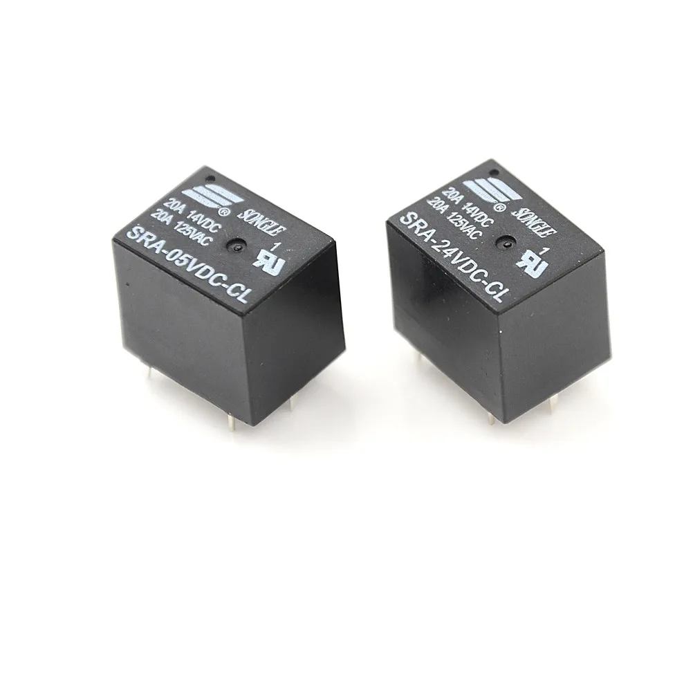 5 шт./лот 5В 24В 20А DC реле питания SRA 05VDC CL 24VDC 5Pin PCB типа в наличии Черный