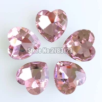 factory sales aaa glass crystal pink color heart shape pointback rhinestones no holes use for diyclothing accessories swhp208