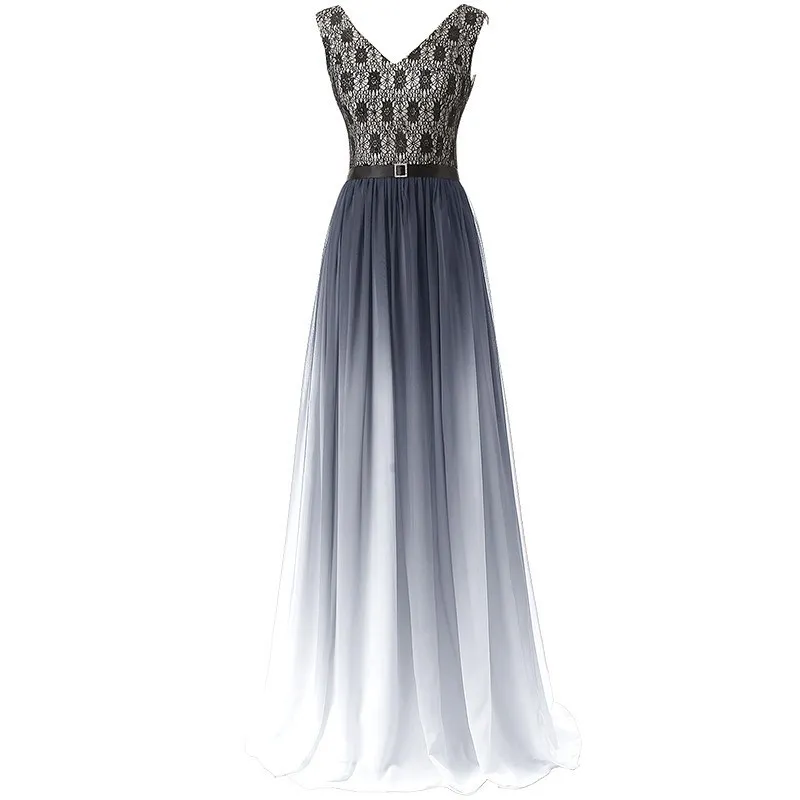 Vestido Dama De Honra Adulto длинное шифоновое платье подружки невесты кружевное ТРАПЕЦИЕВИДНОЕ свадебное торжественное платье элегантное женское платье для выпускного вечера с v-образным вырезом
