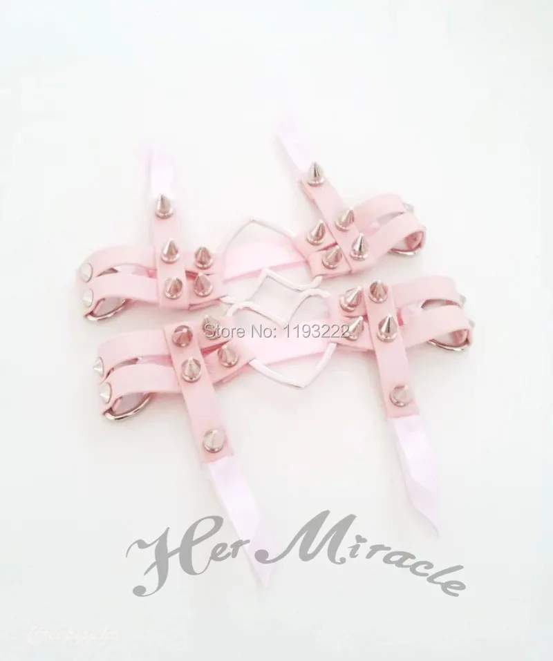 Пояс для подвязки из искусственной кожи ручной работы с заклепками и большим