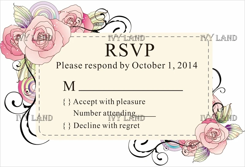 Personalized RSVP Card with Free Envelope for Wedding / Party 50 pcs/lot R15 | Дом и сад