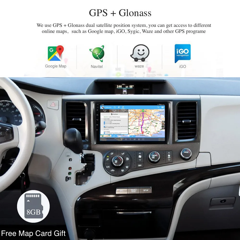 Автомобильное радио GPS Android 8 0/7 1 для Toyota Sienna XL30 2010 2011 2012 2013 2014 2.5D IPS экран ядер 4 Гб + 32
