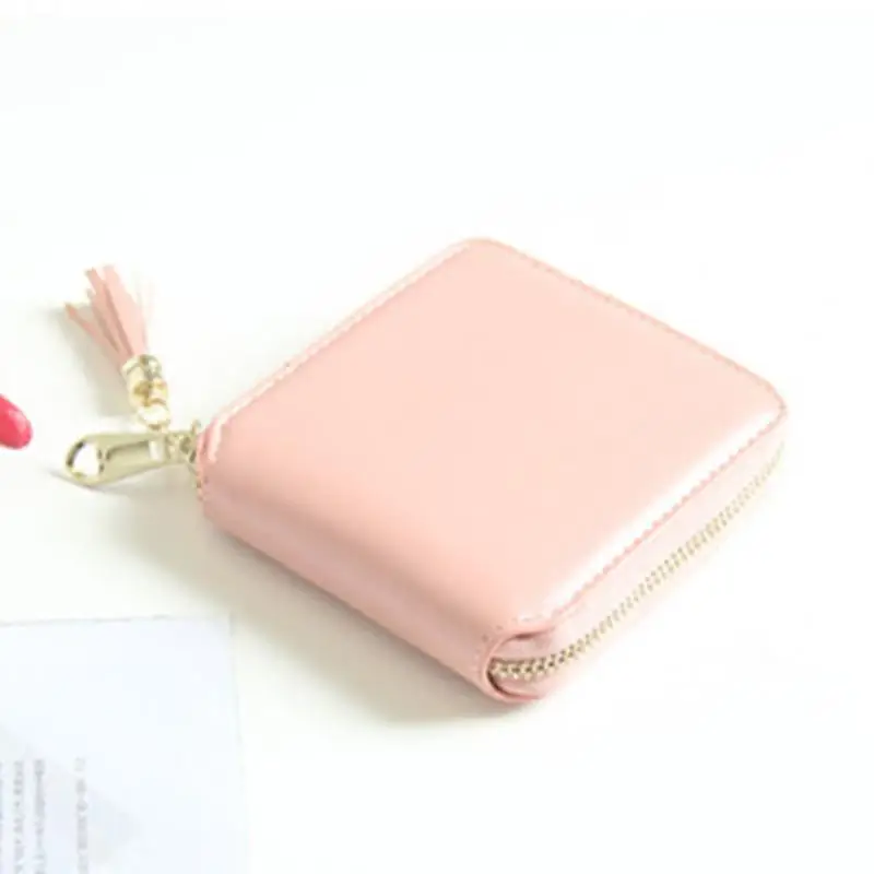 Женские маленькие кошельки с кисточкой и подвеской, Короткие Кошельки для денег из искусственной кожи, женские кошельки на молнии с карманом для монет, женская модная сумка для карт