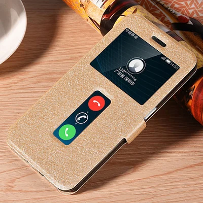 Open window PU leather case For ZTE Blade V7 Lite protect shell V 7 Lite phone cases For ZTE Blade V7Lite flip case back cover - Цвет: glod