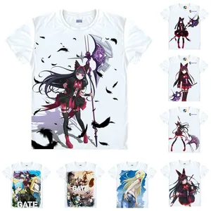 Coolprint аниме рубашка ворота Jieitai Kano Chi Nite, Kaku Tatakaeri футболки Лолита короткий Рори ртуть мотивация для косплея Hentai рубашки