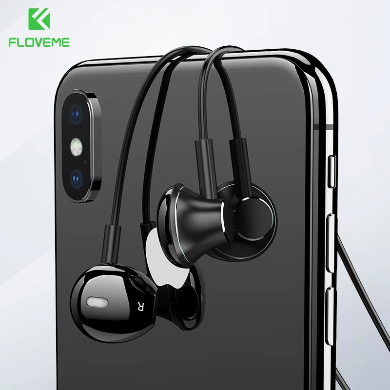 Black FLOVEME B11, магнитные Bluetooth наушники, стерео наушники, беспроводные наушники со встроенным микрофоном для iPhone, Xiaomi, всех смартфонов - Цвет: Black