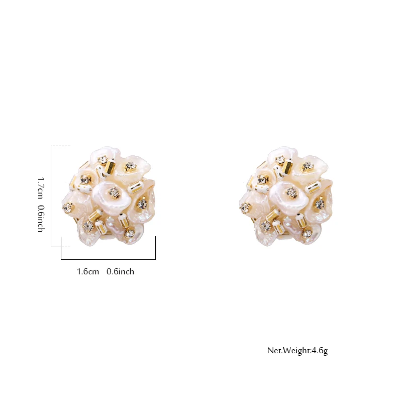 Yhpup Beautiful Trendy Korean Elegant Natural Pearls Stud Earrings Exquisite Flower Baroque Brincos for Bride Wedding Party Gift | Украшения