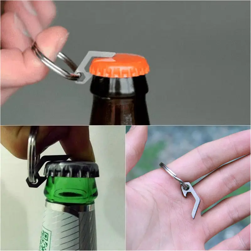 

Camping Gadgets Bottle Opener Lightweight Outdoor Hiking Adventure Stainless Steel Multifunctional Bottles Multi-Cap Beer Caps
