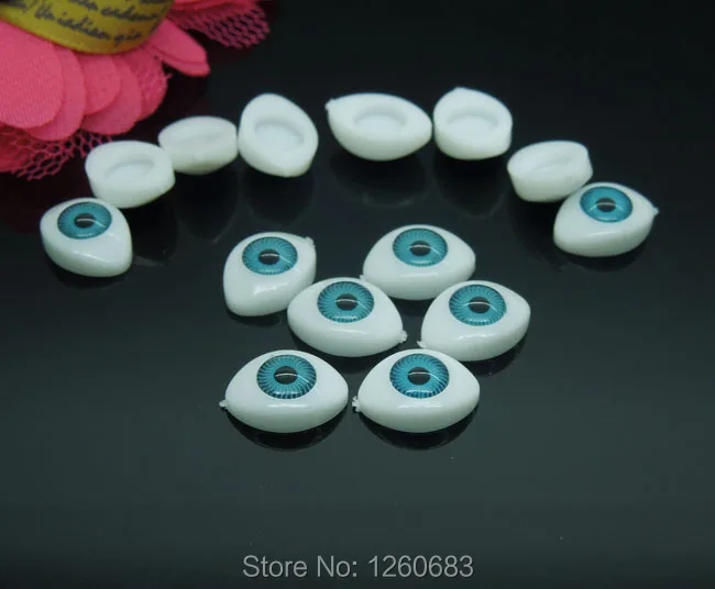100 шт(50 пар) Половина пластиковые кукольные глаза синий цвет BJD глаза, овальная кукла Dollfie глаза глазные яблоки оптом 12*8 мм EA047