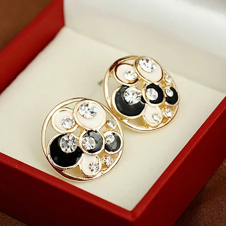 Korea E577 Fashion Color crystal Circle Round with flower Ear Nail Korean hot sale stud earring | Украшения и аксессуары
