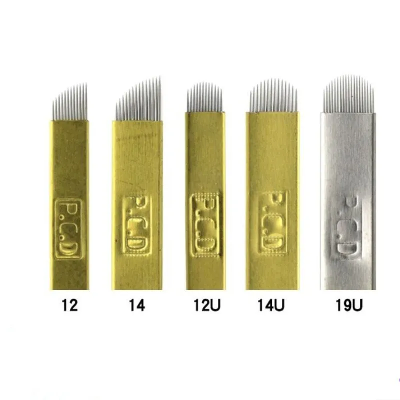10 шт. PCD 12 14 u 19 Pin Перманентный макияж ручные иглы для татуажа бровей лезвие