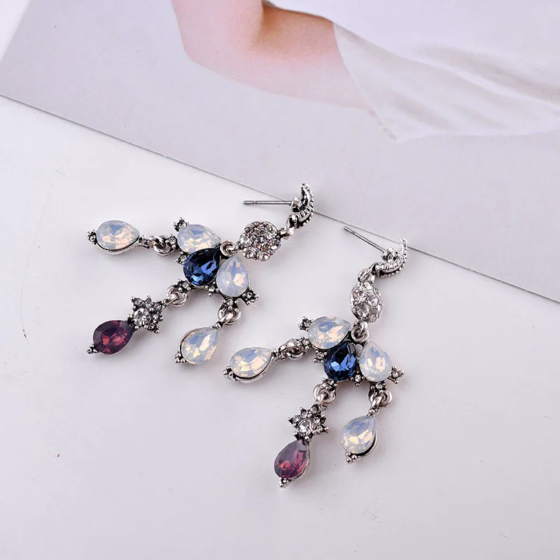 Новинка 2018 модные хрустальные серьги подвески с цветами украшение стразы