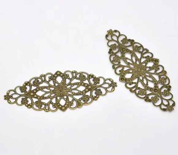 

DoreenBeads Retail Bronze Tone Filigree Flower Wraps Connectors 8x3.5cm,sold per pack of 30