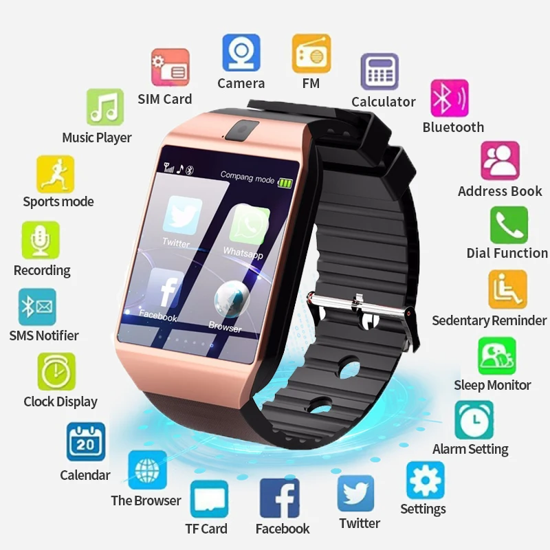 Bluetooth Смарт-часы DZ09 с камерой Sim TF-картой Android | Наручные часы