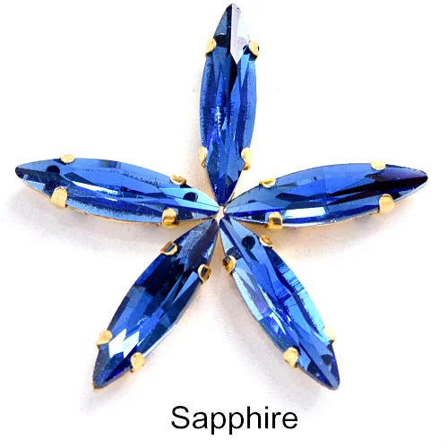 Sapphire 50 шт 4x15 мм конский глаз Форма пришить стразы с коготь Кристалл Стекло Стразы с золотой коготь для Сделай Сам одежда B1194 - Цвет: Sapphire