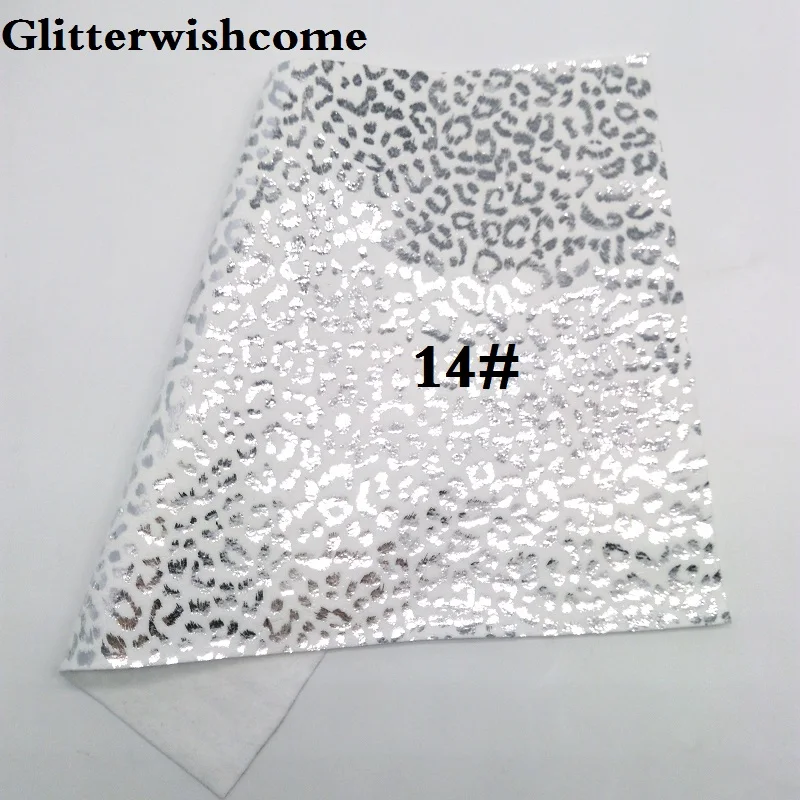 14 Glitterwishcome 21X29 см A4 Размер Vinil Para Lazos, листы из искусственной кожи, леопардовая искусственная кожа ткань для бантов, GM147A - Цвет: 14