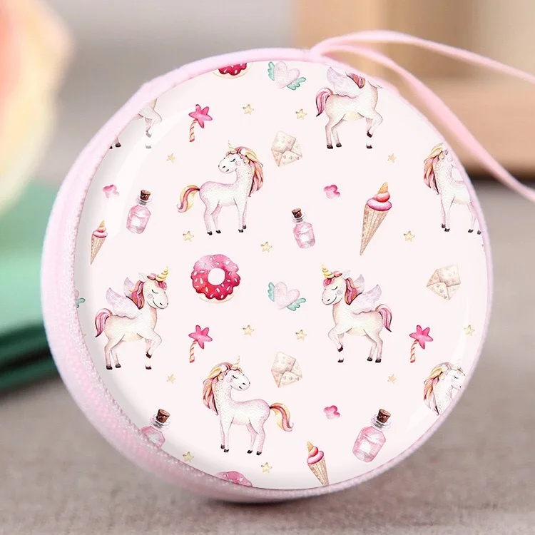 Модные круглые мини кошельки на молнии с единорогом маленькие для денег|Сумки