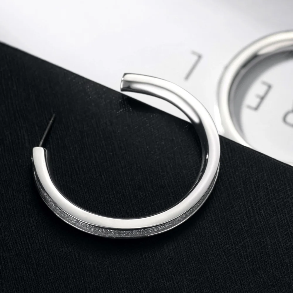 Neoglory Модные посеребренные большие круглые серьги кольца для девочек