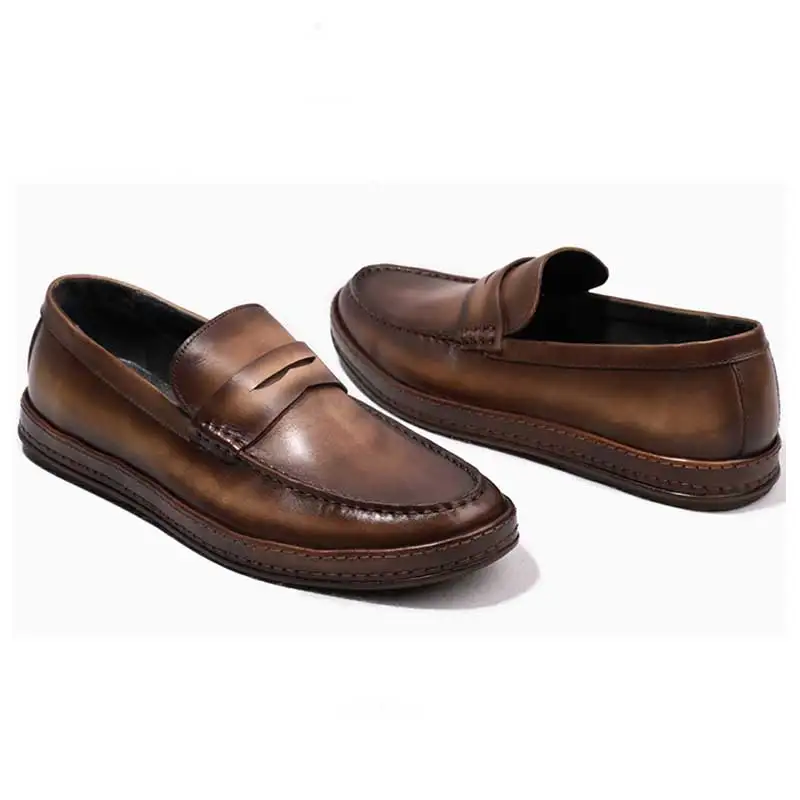 GRIMENTIN/роскошные мужские лоферы в стиле ретро из натуральной кожи ручной работы