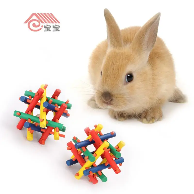 LQT15cw120004 wooden pet toy colorful rabbit hollow out ball | Дом и сад