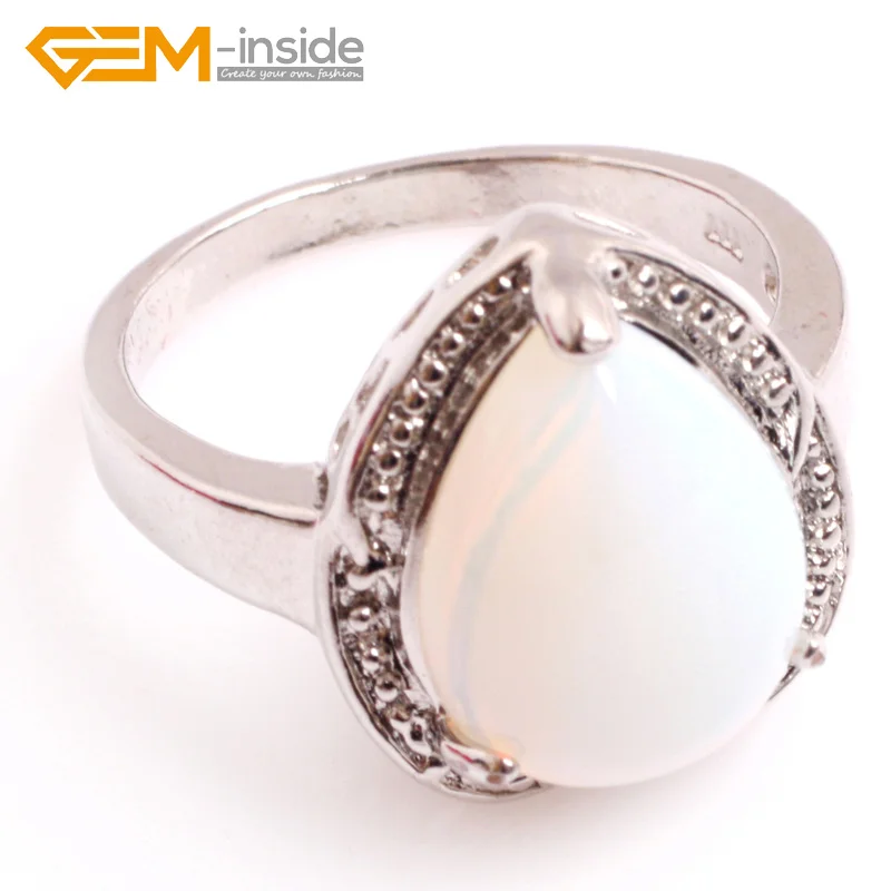 Gem-inside New Fashion Jewelry Oval shape stone Ring High Quality Steel For Men Women Gift 16X18MM Selectable Size | Украшения и