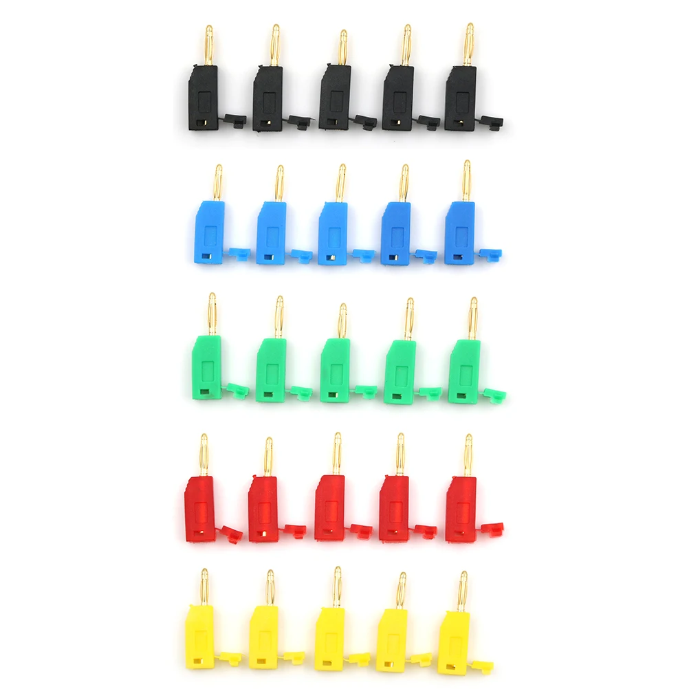 

5pcs Gold Plated Solder Type Stackable 2mm Banana Plug stackable Probe Connector