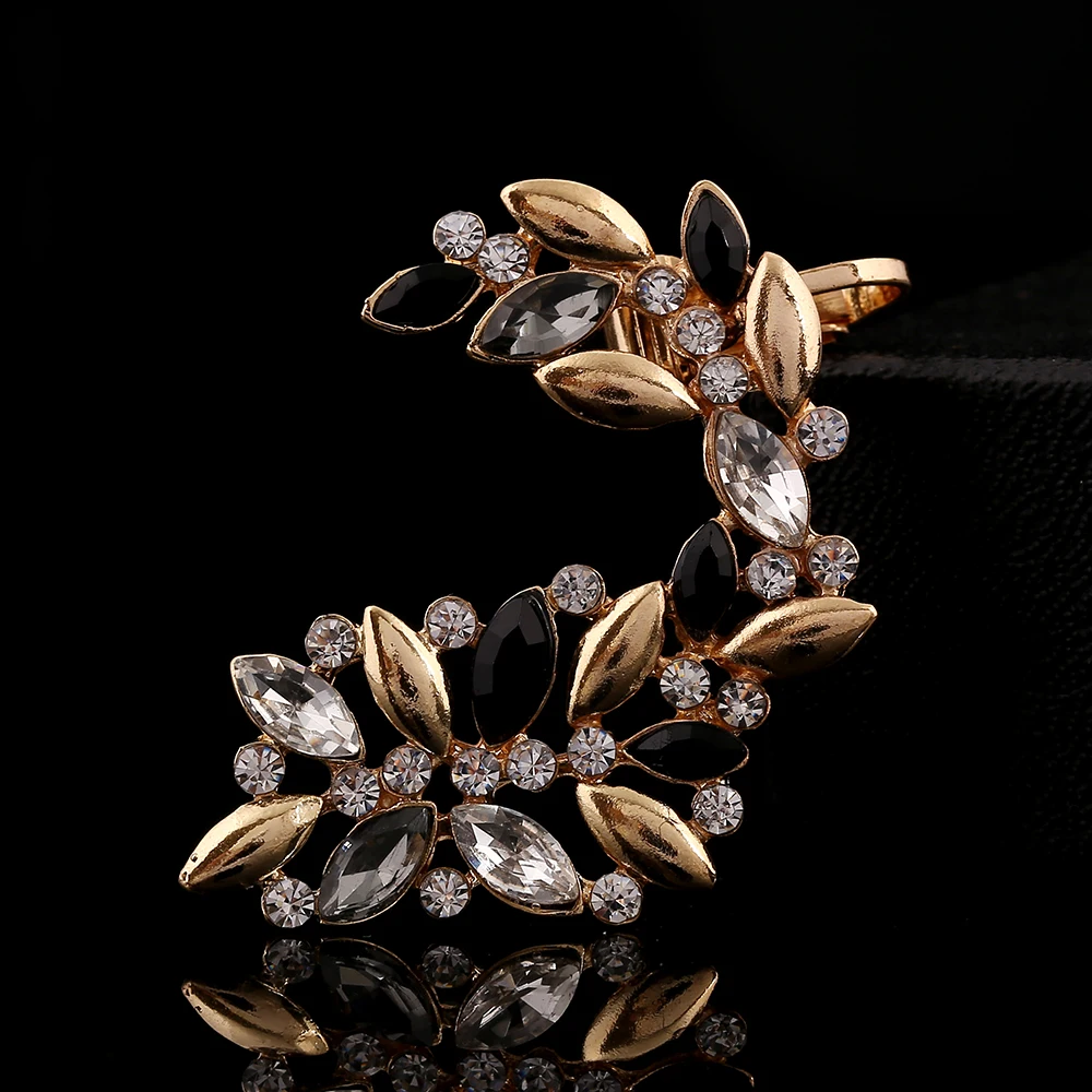 Женские серьги клипсы со стразами ZLDYOU|clip earrings|fashion clip earringsflower ear cuff |