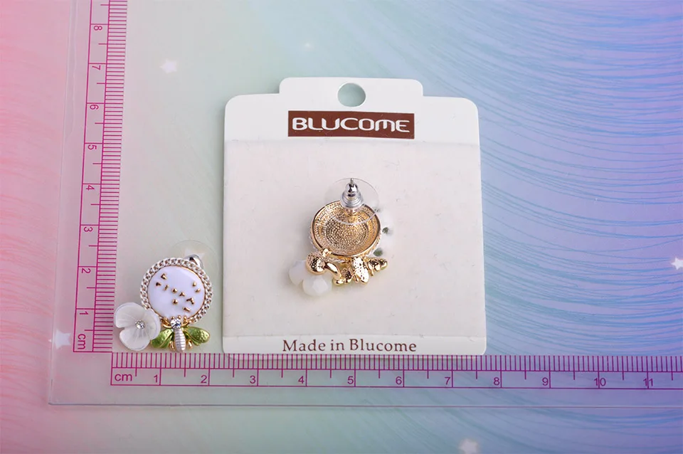 Blucome Новое Прибытие Shell& Цветы и Пчелы Серьги Позолоченные Feminino Уха Пирсинг Aretes Свадьбу Bijoux Brinco ювелирные изделия серьги оболочки пчелиные серьги круглая серьга шпильки