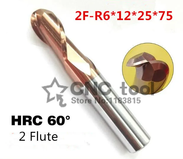 2018 Router Bits 2f-r6*12*25*75,hrc60,carbide End Mills,carbide Square Flatted Mill,2 Flute,coating:nano,factory Outlet Length