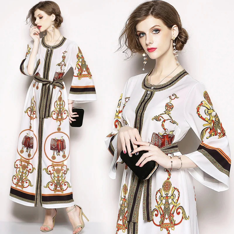 Подиумное платье Vestido De Verano на шнуровке с цветочным рисунком макси для женщин