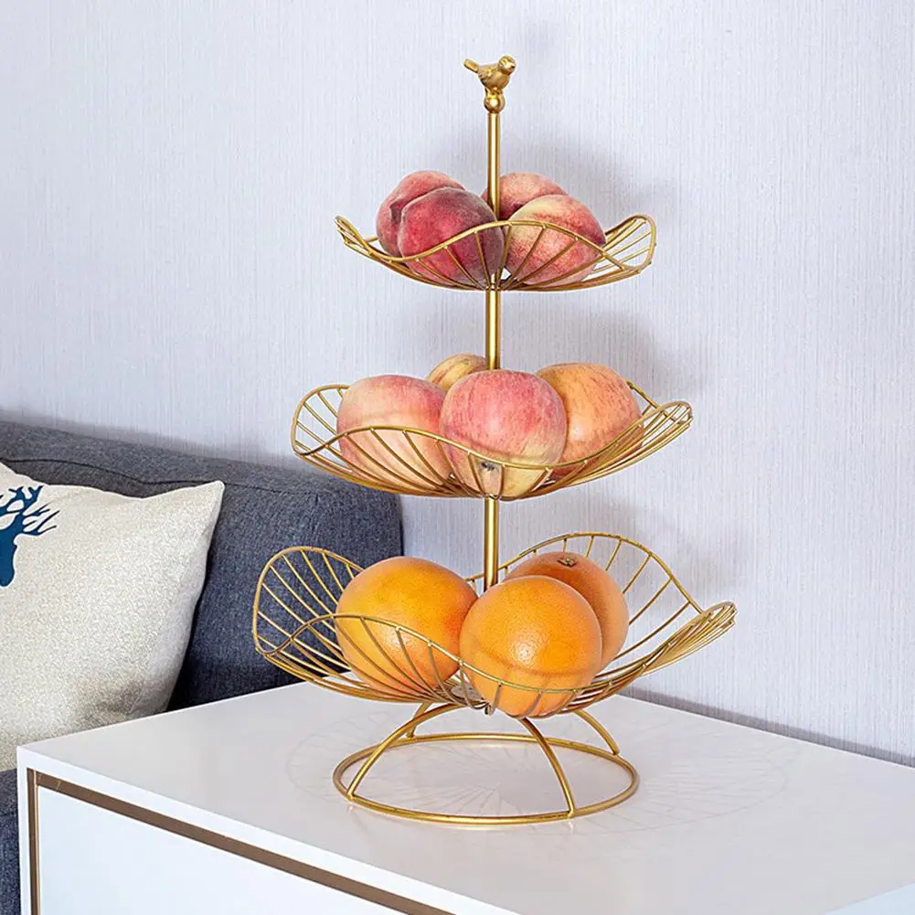 

Household 3-layer Fruit Basket Vegetable Basket Countertop Fruit Basket Bowl Storage Three-layer Fruit Basket For Living Room