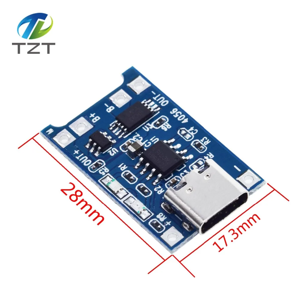 TZT тип-c/Micro USB 5V 1A 18650 TP4056 модуль зарядного устройства литиевой батареи зарядная плата с защитой двойные функции 1A li-ion