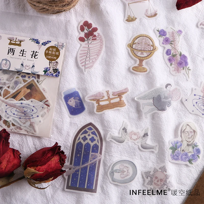 40 шт./пакет винтажные декоративные наклейки из бумаги васи для скрапбукинга