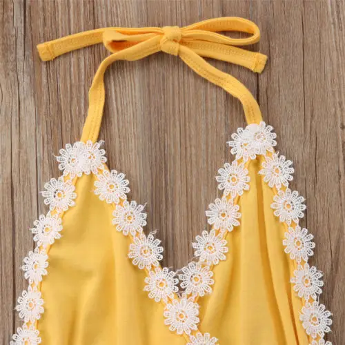 Toddler Kid Baby Girls Lace Flower Sleeveless Romper Jumpsuit Outfit Clothes Size 1-5T | Мать и ребенок